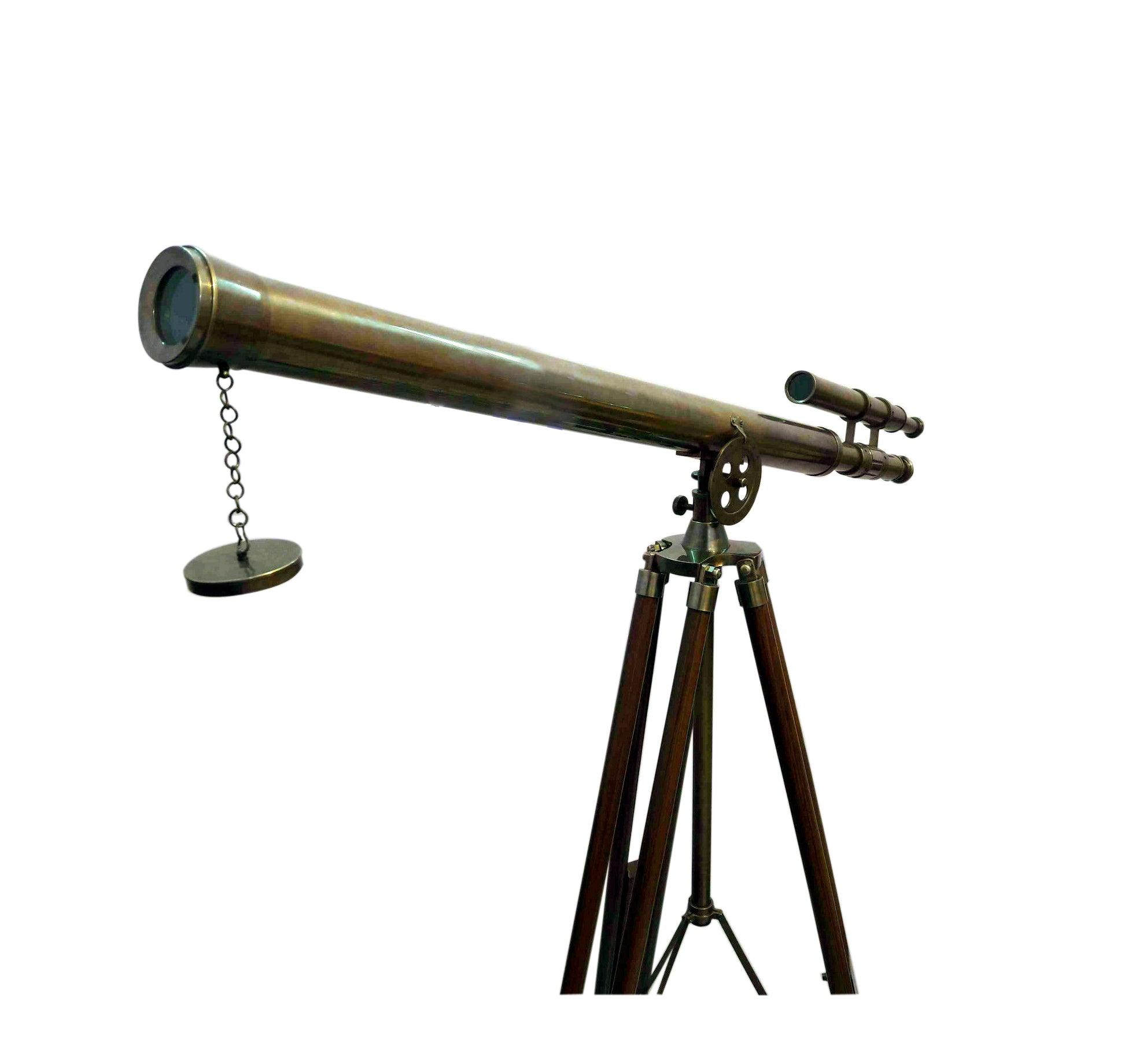 Antique Brass Telescope With Wooden Tripod BT011 - collectiblegiftitems