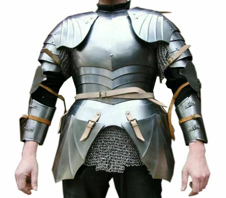 16Ga Sca Steel Medieval Half Body Lady Armor Suit With Cuirass & Pauldrons , Female knight, Warrior Girl Set Chain Mail - collectiblegiftitems