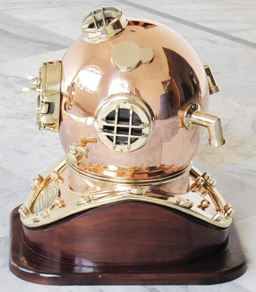Scuba Decorative Divers Diving Helmet Vintage SCA Relica US Navy Mark V Copper And Brass 18 inches - collectiblegiftitems