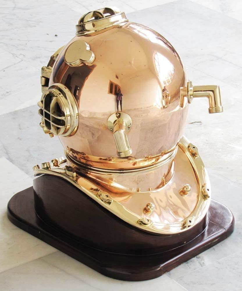 Scuba Decorative Divers Diving Helmet Vintage SCA Relica US Navy Mark V Copper And Brass 18 inches - collectiblegiftitems