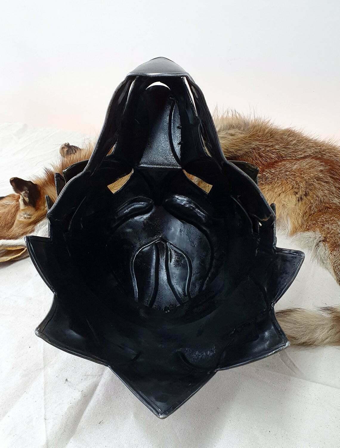 18GA Steel Medieval Great Wolf Helmet Medieval Viking Wolf Helmet Blackened Helmet - collectiblegiftitems
