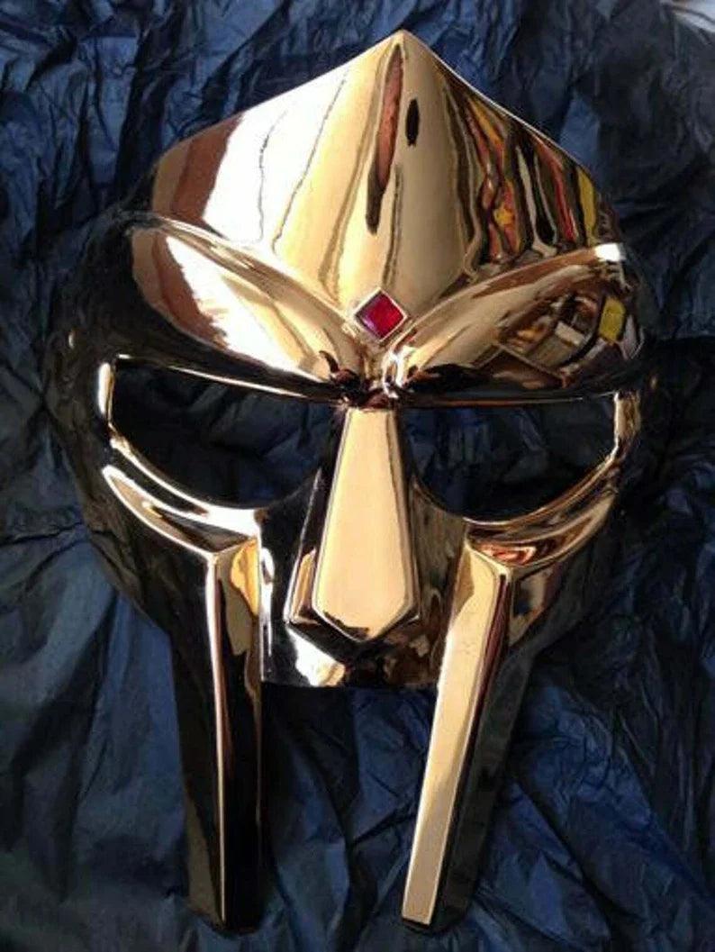 MF Doom Mask Gladiator Mad Villain Mask Brass Golden Finish Face MF Doom Mask Gladiator Mad Villain Mask Brass Golden Finish Face