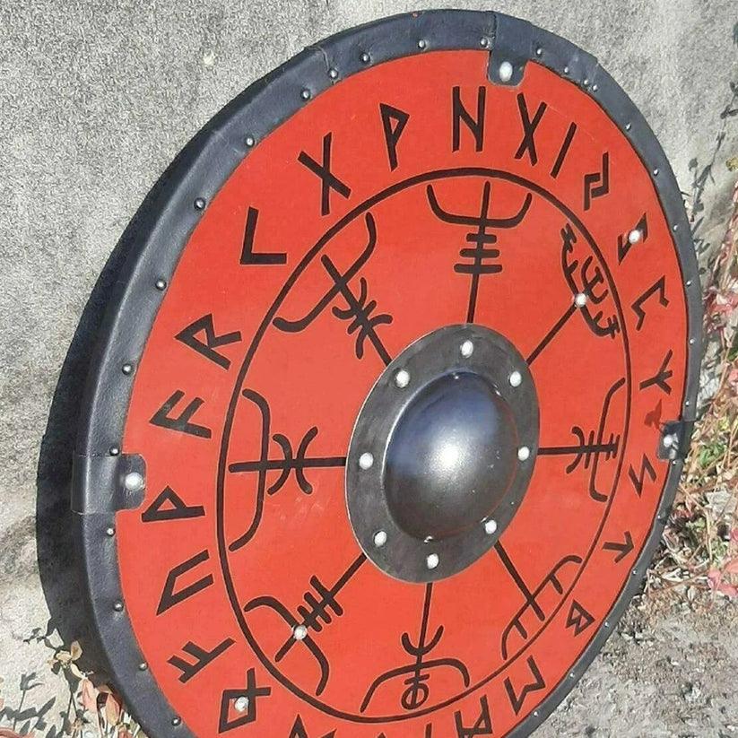 Smooth Vegvisir Runes Viking Shield, 24 inches