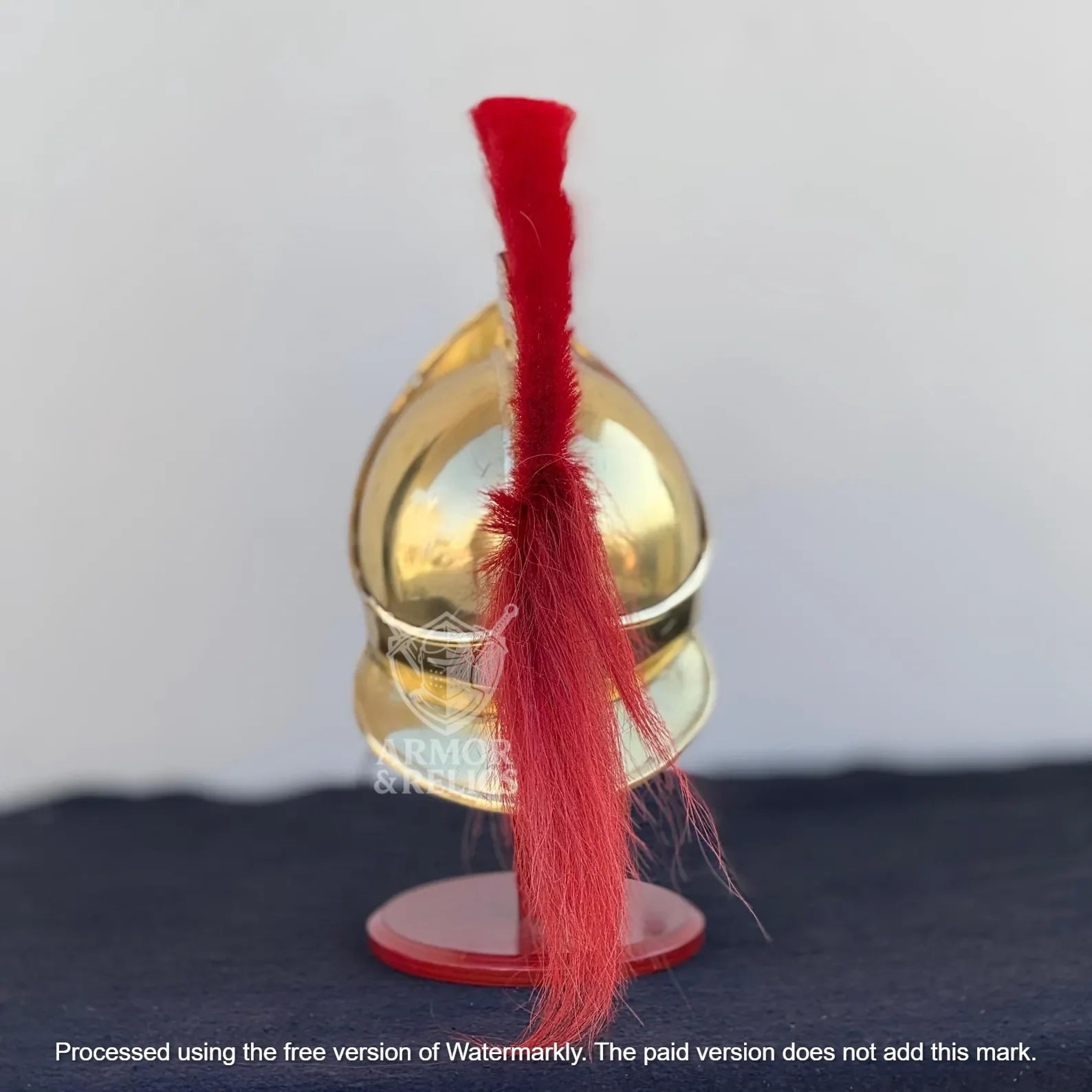 Golden Spartan Helmet – King Leonidas 300 Movie Authentic Brass Knight Helmet with Wooden Display Stand