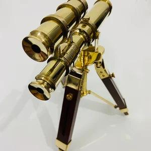 Double Barrel Brass Telescope With Tripod Stand BT015 - collectiblegiftitems