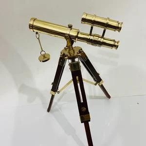 Double Barrel Brass Telescope With Tripod Stand BT015 - collectiblegiftitems