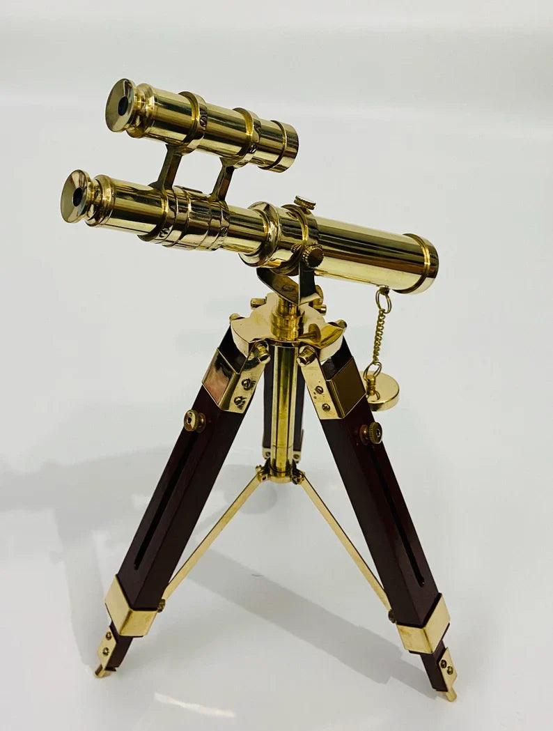 Double Barrel Brass Telescope With Tripod Stand BT015 - collectiblegiftitems