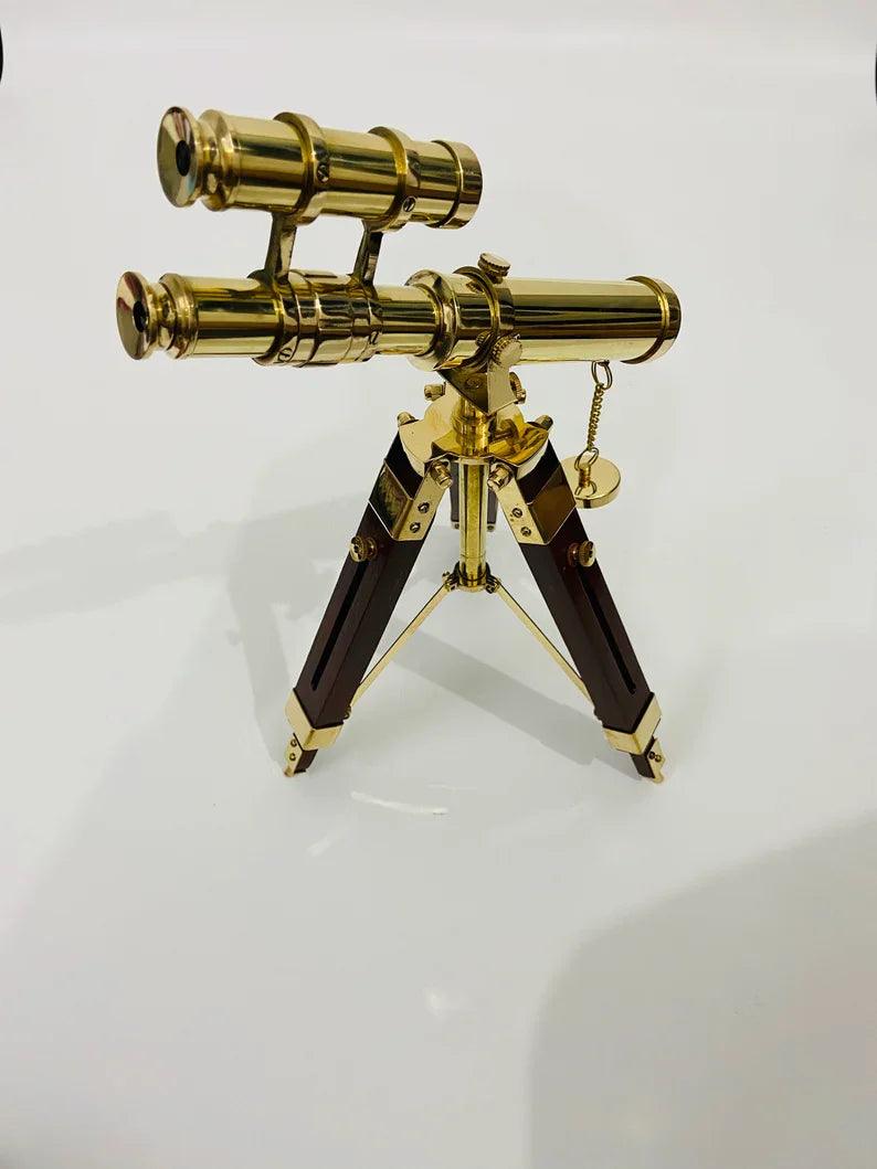 Double Barrel Brass Telescope With Tripod Stand BT015 - collectiblegiftitems