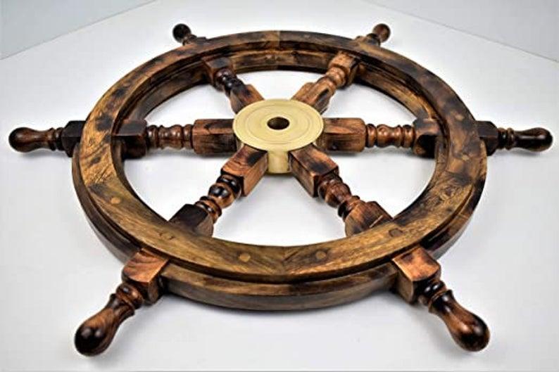 30'' Burned Heat Tempered Wall Hanging wooden ship wheel - collectiblegiftitems