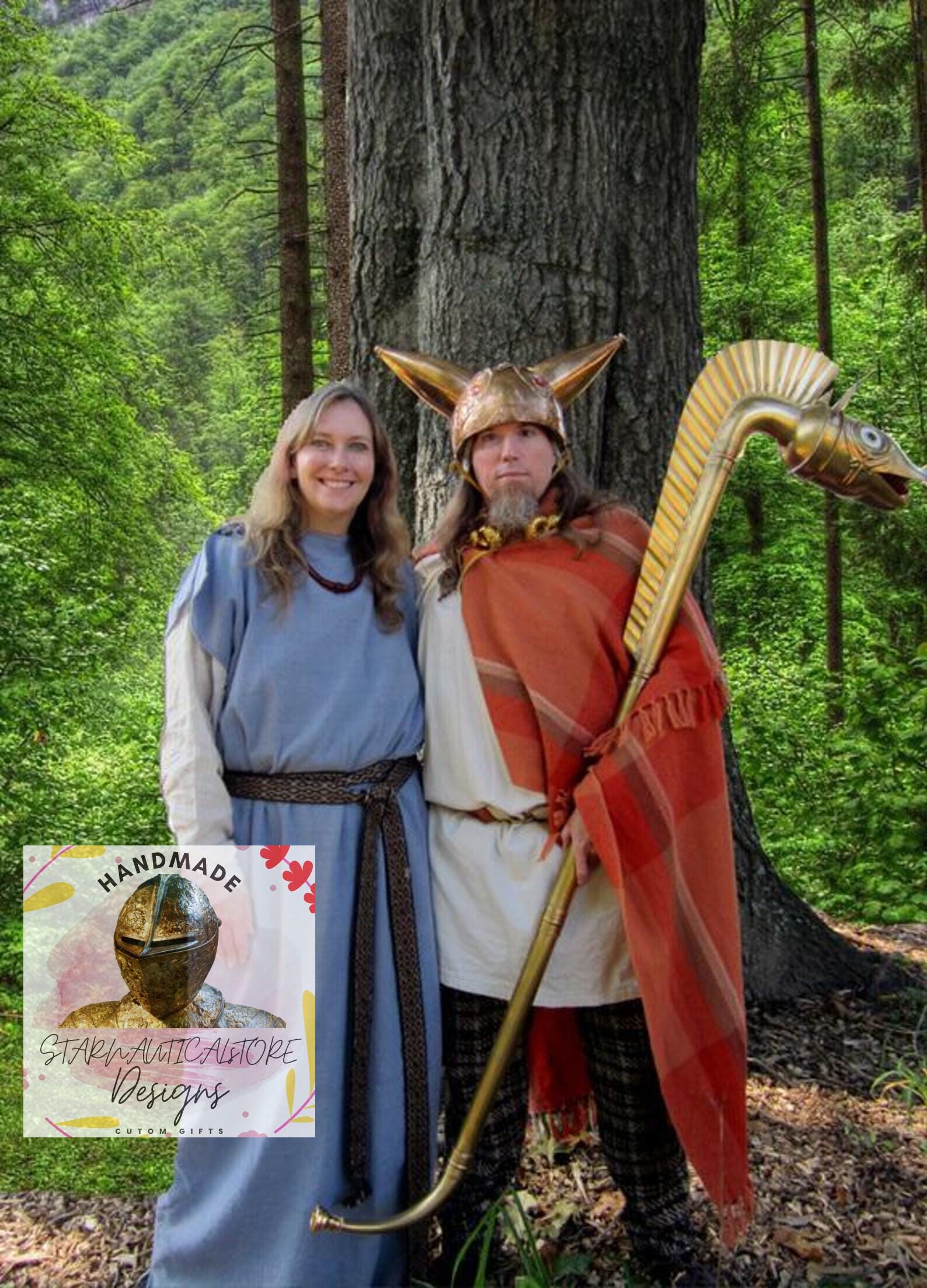 Celtic Carnyx Brass Instrument – Handcrafted Duo for Reenactment, Rituals & Cosplay