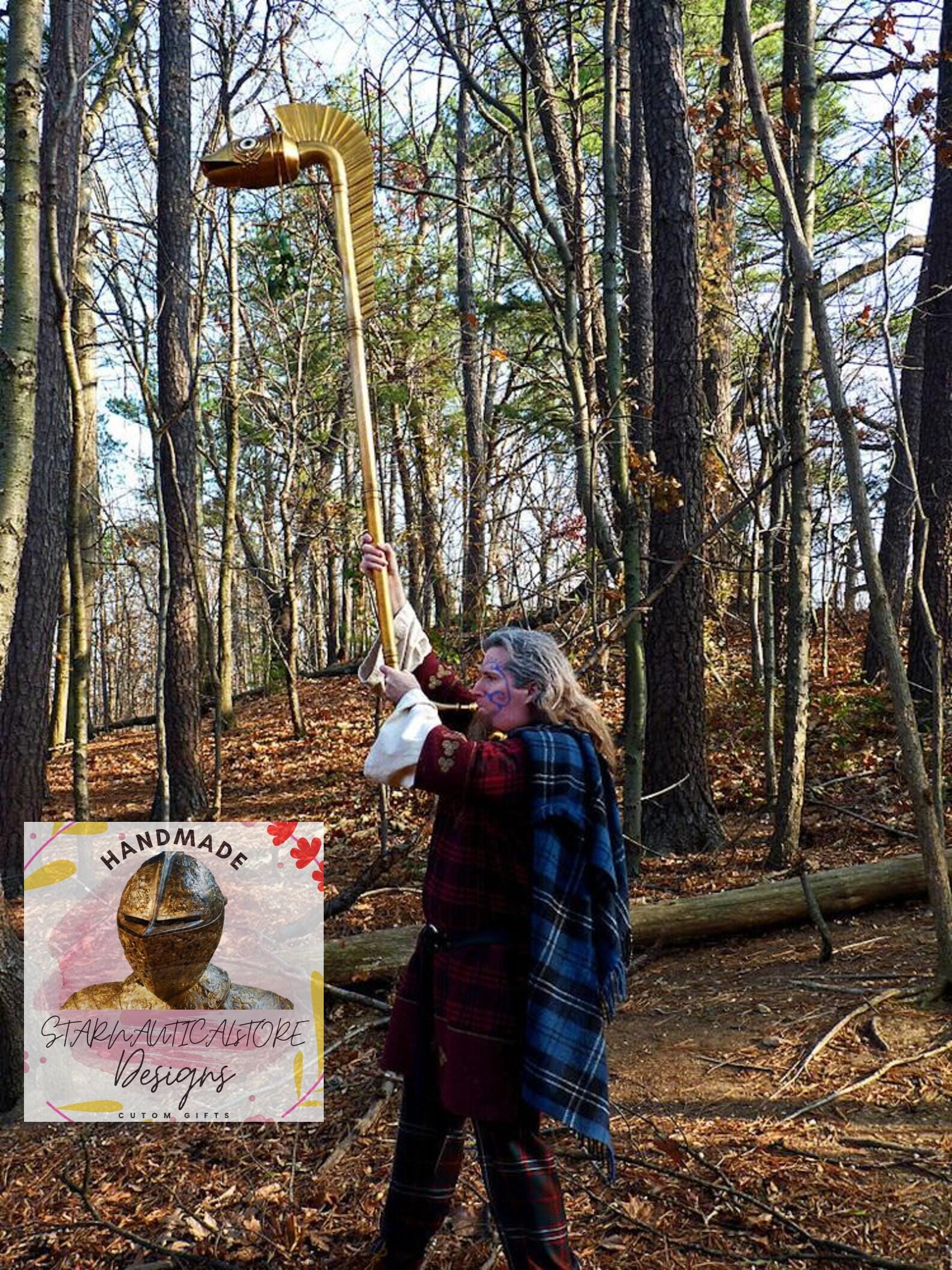 Celtic Carnyx Brass Instrument – Handcrafted Duo for Reenactment, Rituals & Cosplay