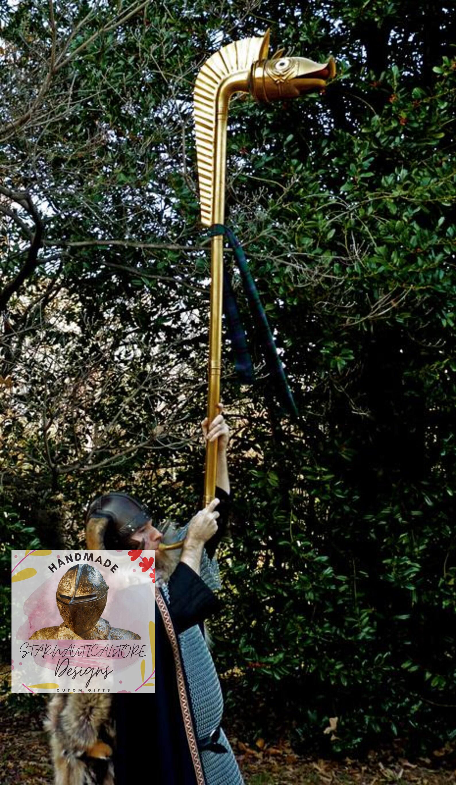 Celtic Carnyx Brass Instrument – Handcrafted Duo for Reenactment, Rituals & Cosplay