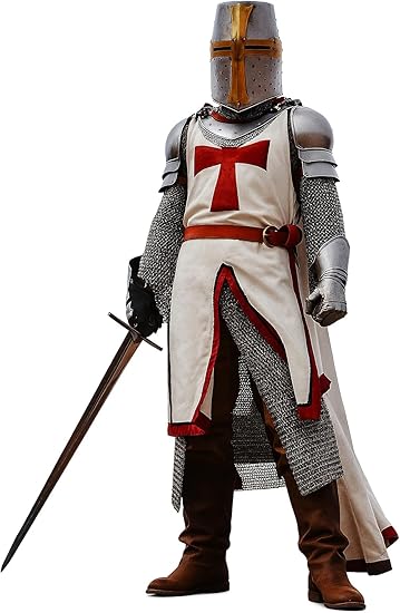 Medieval Knight Templar Roman Chainmail Full Body Armor Suit Crusader Warrior Costume for Halloween, Cosplay, LARP & Reenactment