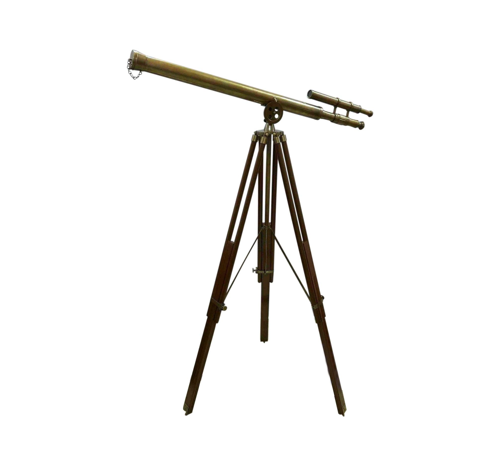 Antique Brass Telescope With Wooden Tripod BT011 - collectiblegiftitems