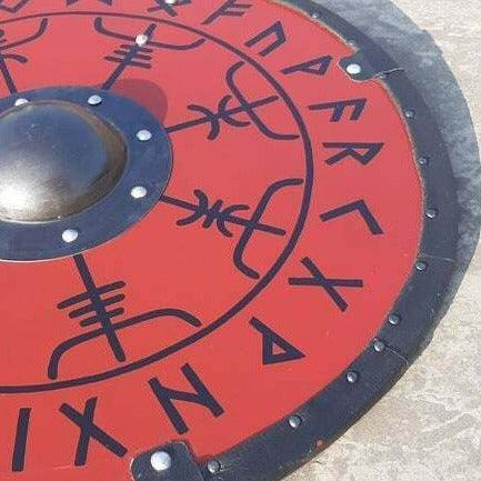 Smooth Vegvisir Runes Viking Shield, 24 inch