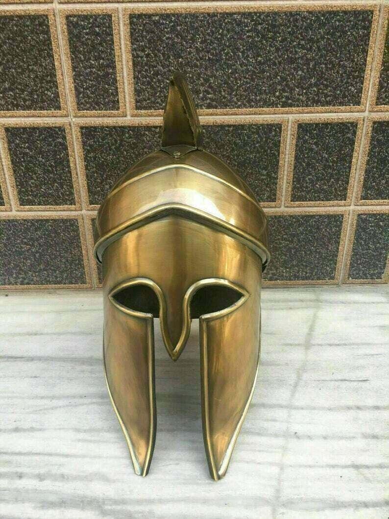 Medieval Helmet With Plume Greek Corinthian Armor Knight Spartan Helmet Cosplay - collectiblegiftitems