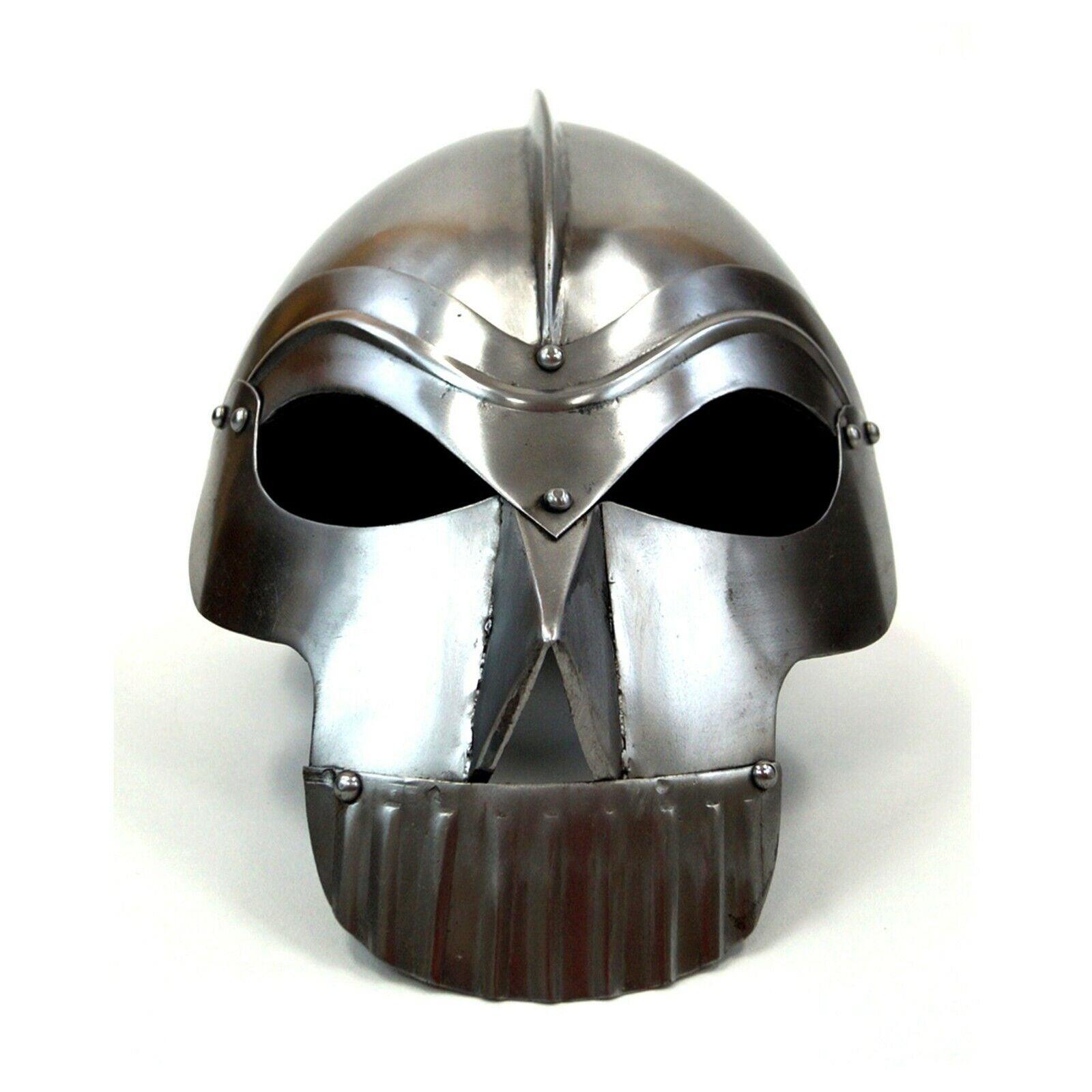 Armor Helmet with Teeth Medieval Warrior Armor, Chrome (19851) - collectiblegiftitems