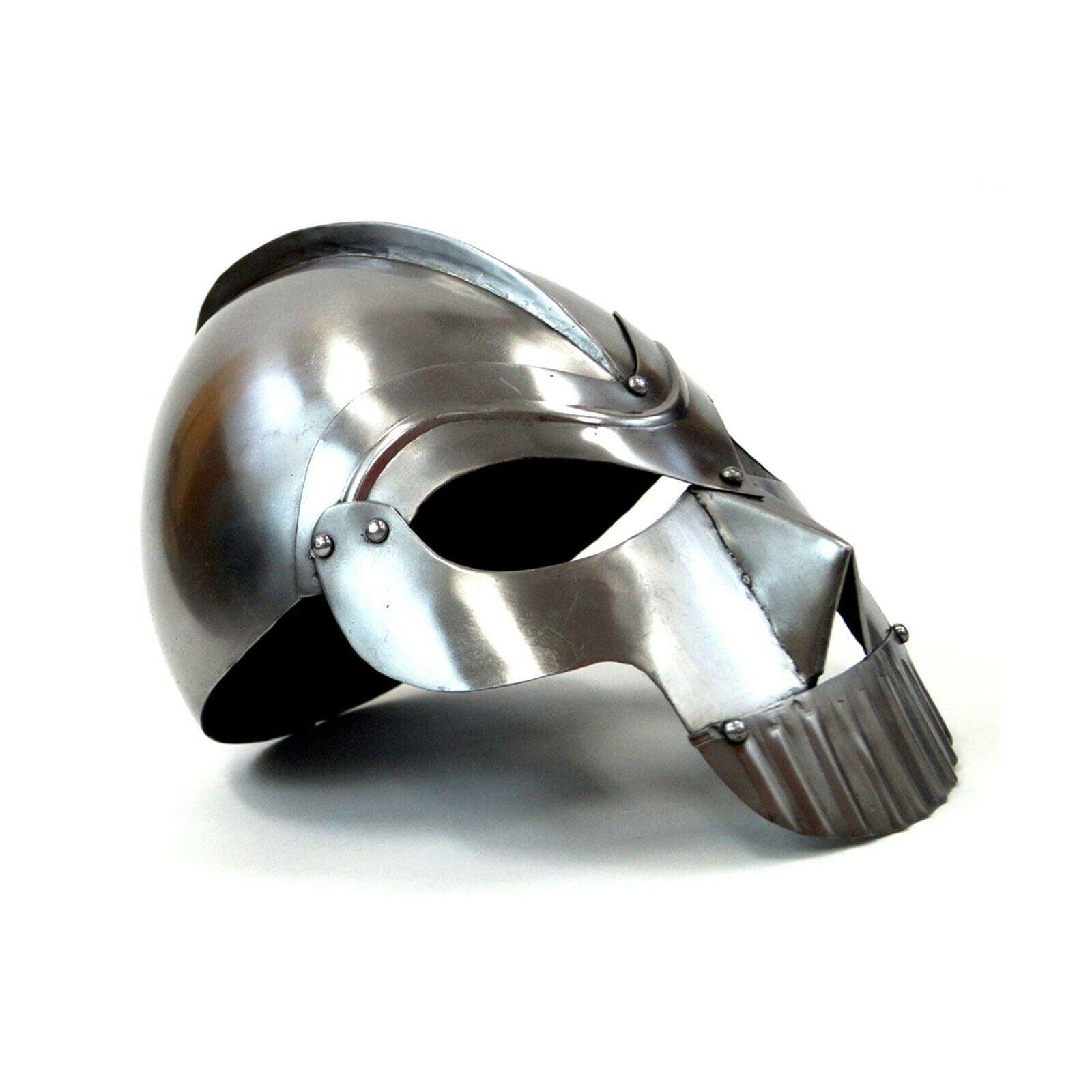 Armor Helmet with Teeth Medieval Warrior Armor, Chrome (19851) - collectiblegiftitems
