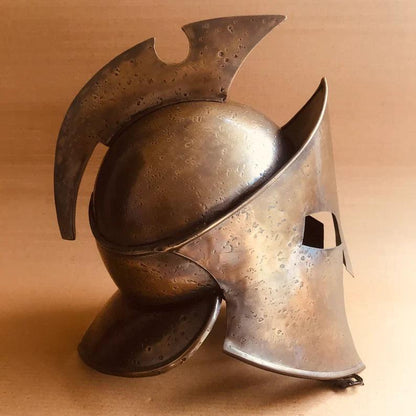 Rise of Spartan Movie Helmet - Fully Functional Medieval Wearable Helmet with Wooden Stand - collectiblegiftitems