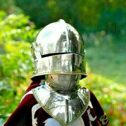 Medieval Helmet SCA Sallet And Bevor Knight Armor With Gorget Christmas Gift - collectiblegiftitems