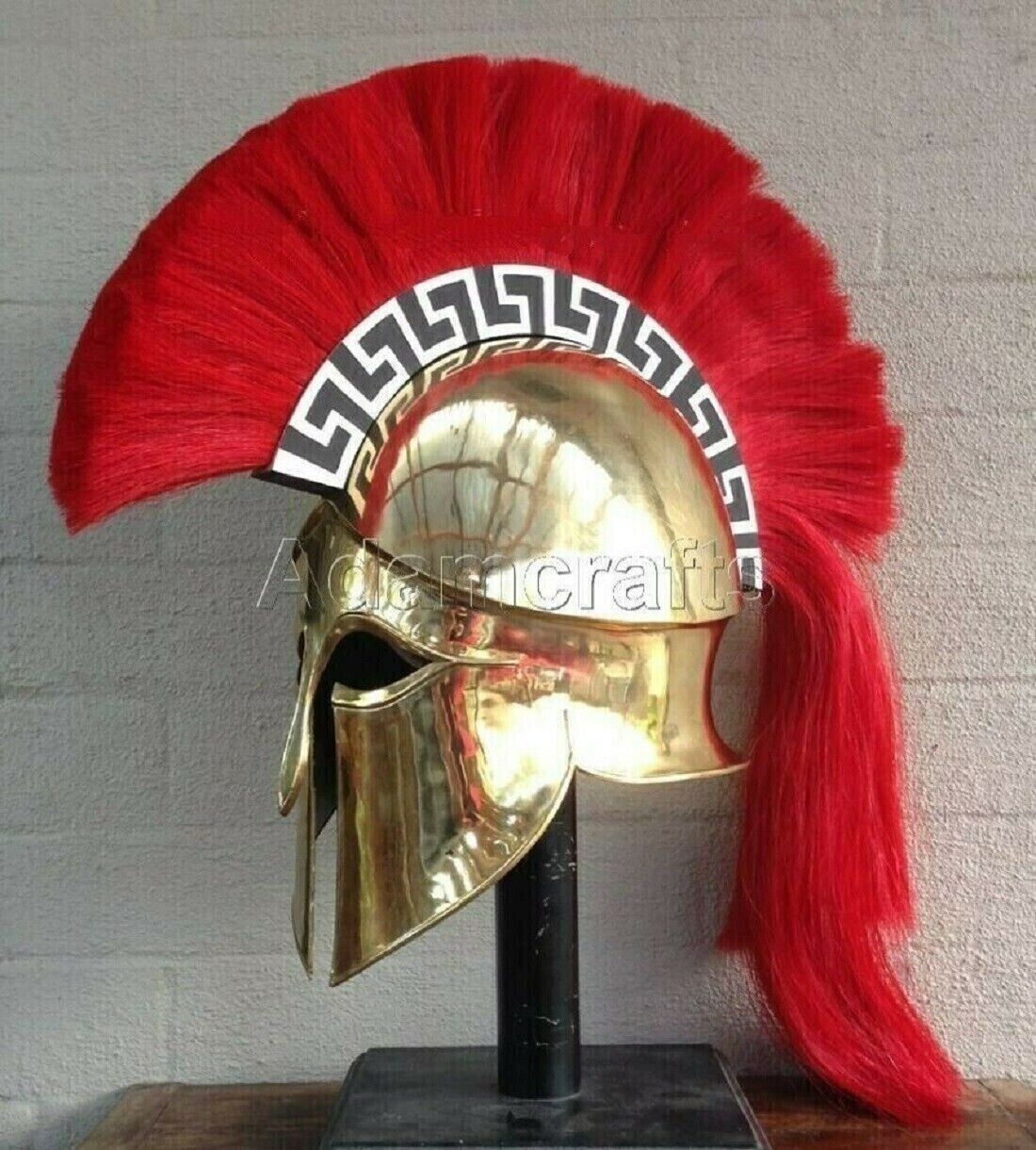 Mittelalterlicher griechischer korinthischer Helm, Spartanischer Helm, Messing beschichtet, 18 Gauge Stahl