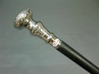 Silver Brass Handle Antique Victorian Cane Wooden Walking Stick - collectiblegiftitems