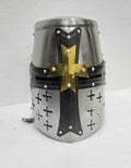 Medieval Knight Armor Crusader Templar Helmet Brass Helm Mason's gift Cross LARP - collectiblegiftitems