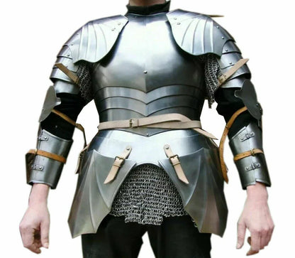 Mittelalterlicher Halbkörper-Rüstungsanzug aus 16Ga Sca-Stahl für Damen mit Kürass und Schulterstücken, Ritterin, Kriegerin, Kettenhemd