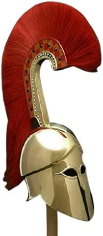 Retro 20Ga Brass Medieval Reenactment Greek Corinthian Helmet Headwear With Plume Gift - collectiblegiftitems