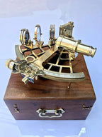 Nautical Brass Sextant Instrument with Wooden Box Marine Working Sextant 9" Fully Navigation Ship Astrolabe Sextant