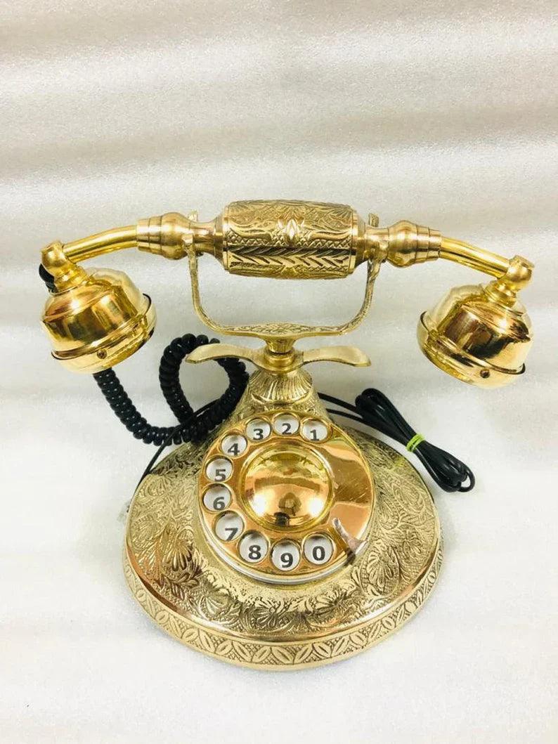 Nautical Brass Vintage Rotary Phone, Old Fashioned Telephone, French Victorian Telephone for Home/ Office Decor - collectiblegiftitems
