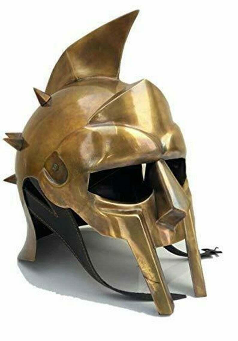 Medieval Gladiator Maximus Viking Helmet Ancient Knight Greek Roman Armor Helmet - collectiblegiftitems