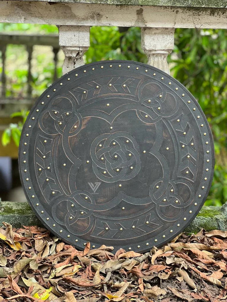 Celtic Five Fold Carved Round Viking Shield