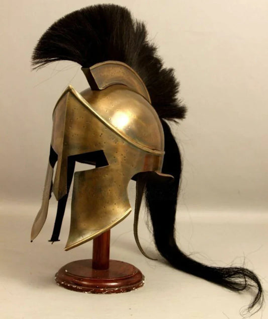 300 Film Großer König Leonidas Spartanischer Helm, voll funktionsfähiger tragbarer mittelalterlicher Helmreplika, massiver Stahl mit innerem Lederfutter Helm
