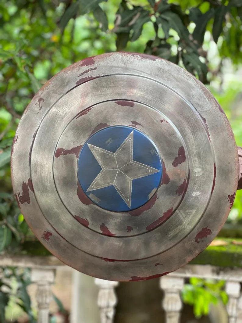 Captain America Shield Original Battle Damage 1:1 Scale Full Size Handmade (Battle Damage) - collectiblegiftitems