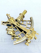 Nautical brass marine vintage style 9" ship sextant astrolabe instruments with wooden box