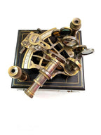 Nautical Brass J. Scott Ship Working Sextant in Wooden Box with Two Extra Telescope - collectiblegiftitems