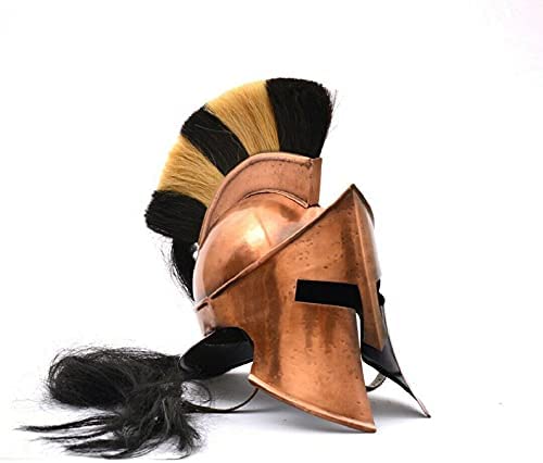 300 Movie Great King Leonidas Spartan Helm ~ Voll funktionsfähiger mittelalterlicher antiker Kupferhelm ~ Massiver Stahl mit Innenfutter aus Lederhelm 