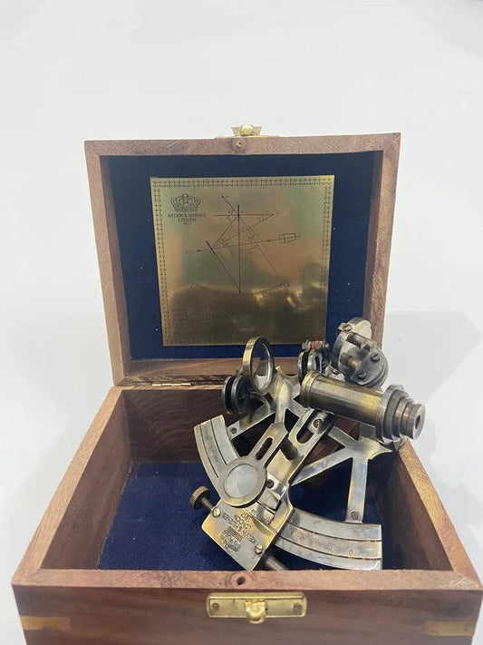 Nautical Solid Brass Kelvin N Huges Working Navigational Sextant - collectiblegiftitems