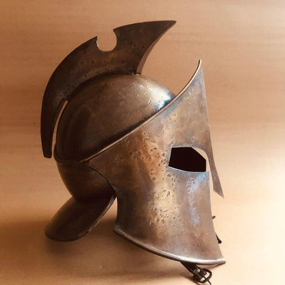 Rise of Spartan Movie Helmet - Fully Functional Medieval Wearable Helmet with Wooden Stand - collectiblegiftitems