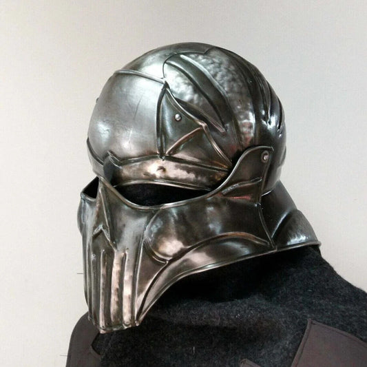 Geschwärzter mittelalterlicher dämonischer Vader-Sallet-Helm aus 18 Gauge-Stahl1 Halloween