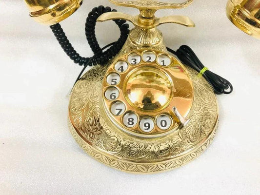 Nautical Brass Vintage Rotary Phone, Old Fashioned Telephone, French Victorian Telephone for Home/ Office Decor - collectiblegiftitems