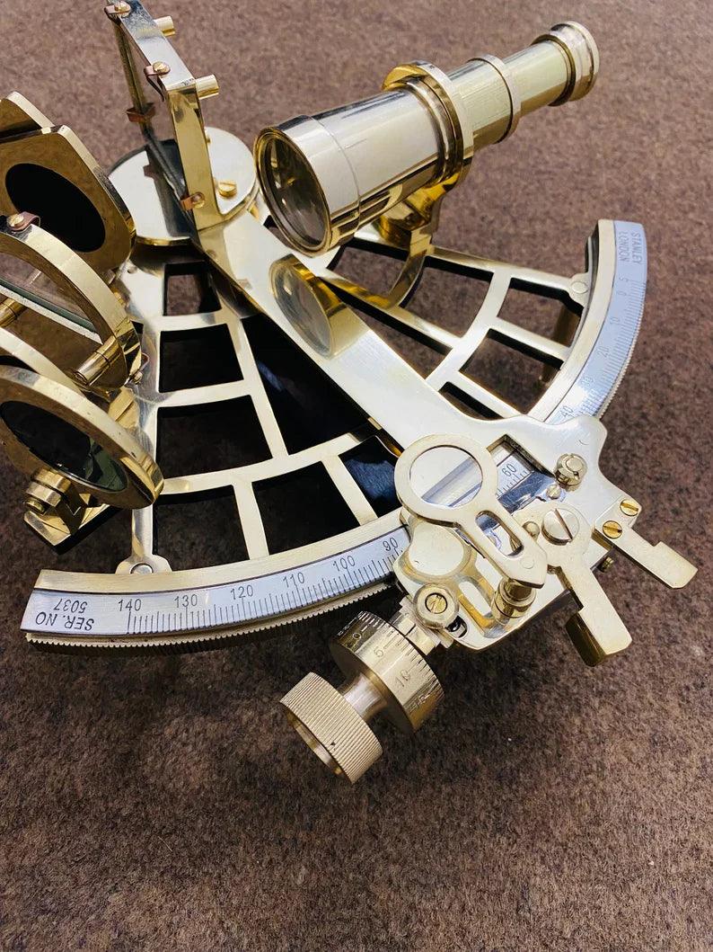 Nautical 9" Solid Brass Working Sextant | Navigational Sextant | Heavy Sextant | Vintage Ship Astrolabe Model Sextant handmade Gift