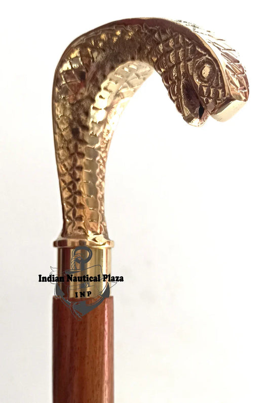 Bastón Cobra Cabeza de Serpiente Bastón de Latón Estilo Victoriano Clásico