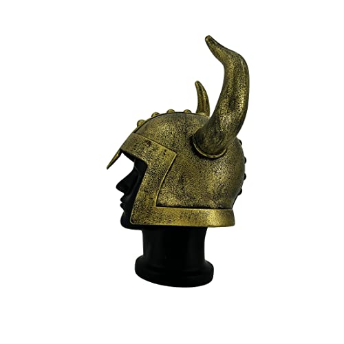LOOYAR Adult Middle Ages Medieval Viking Age Horned Viking Helmet Berserker Soldier Warrior Costume Hat for Battle Play Halloween Cosplay Bronze
