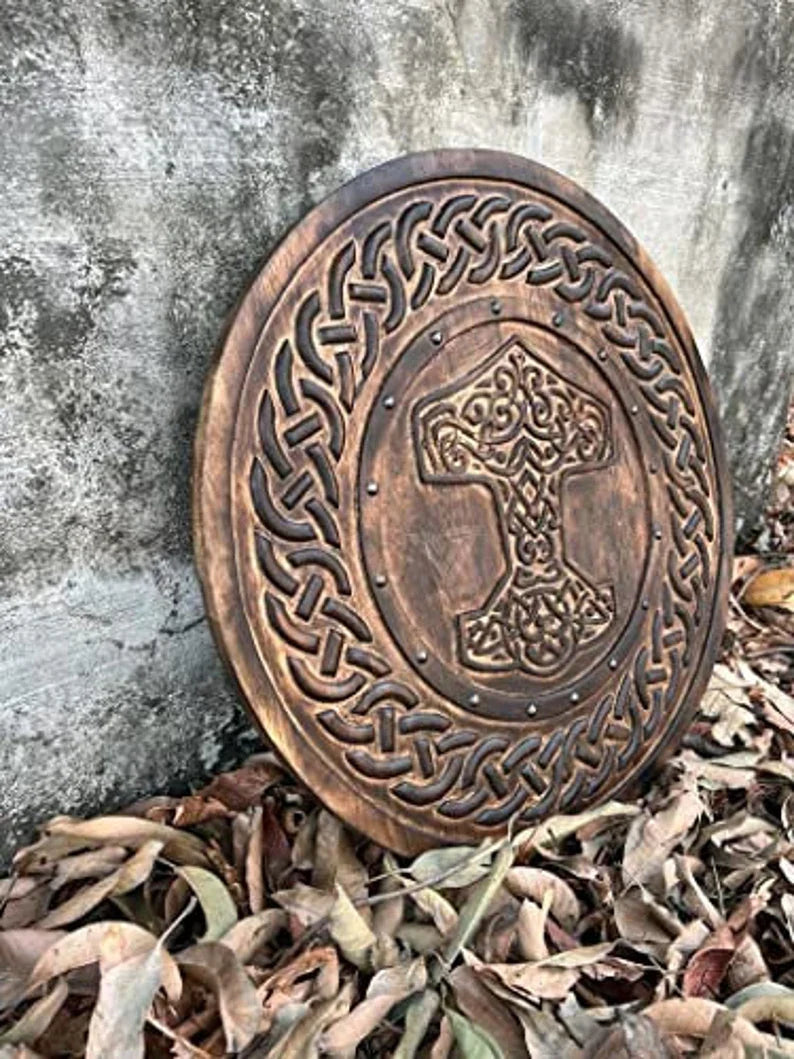 Norse carved viking shield