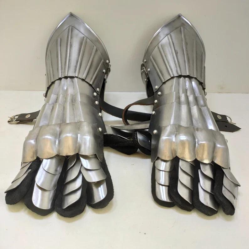 Medieval Warrior Steel Gothic Knight Style Warrior Functional Gloves & Gauntlets - collectiblegiftitems