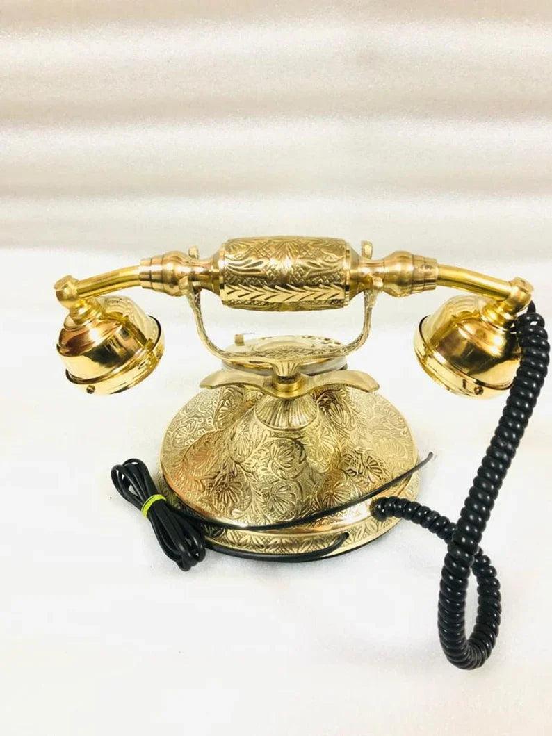 Nautical Brass Vintage Rotary Phone, Old Fashioned Telephone, French Victorian Telephone for Home/ Office Decor - collectiblegiftitems
