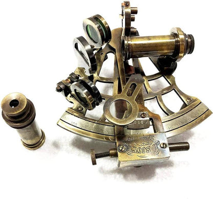 Nautical Sextant Vintage Marine Astrolabe Ship's Instruments with Box - collectiblegiftitems