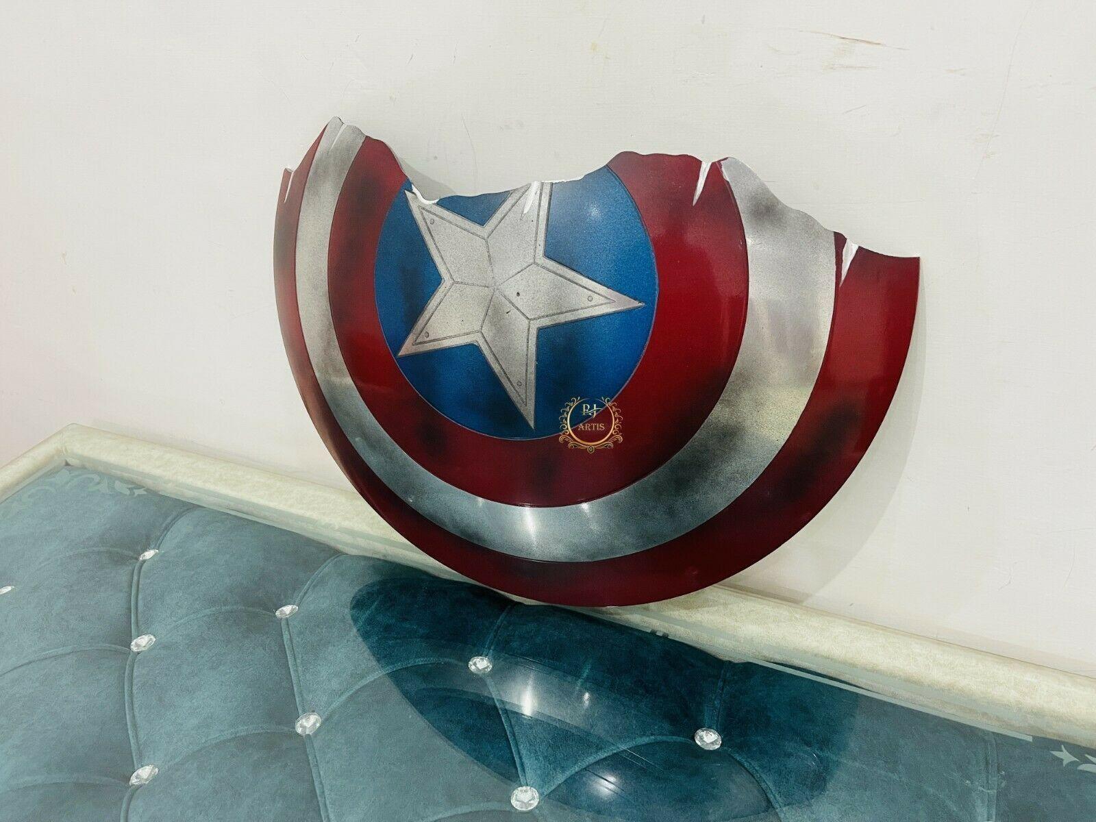 Avengers Endgame Broken Shield Replica | Captain America Metal Prop - collectiblegiftitems